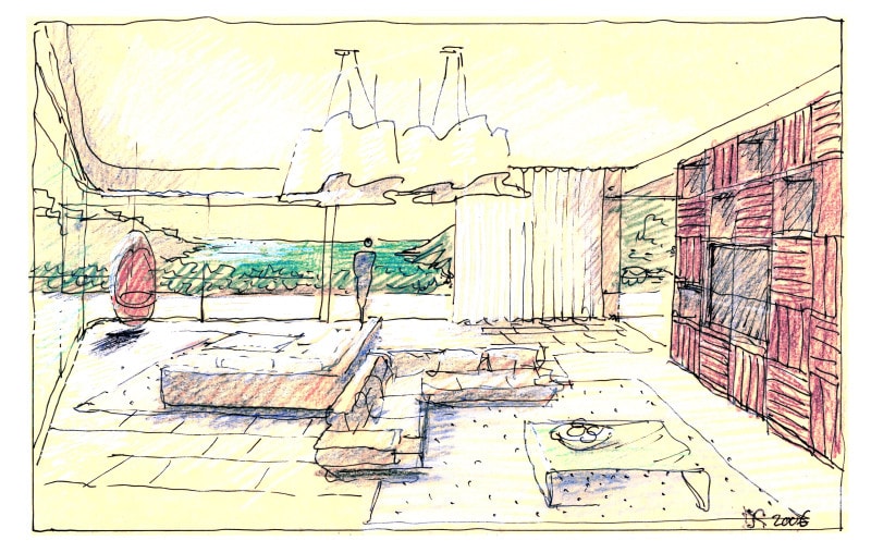 Luigi Rosselli, Perspective Sketch, Living Room