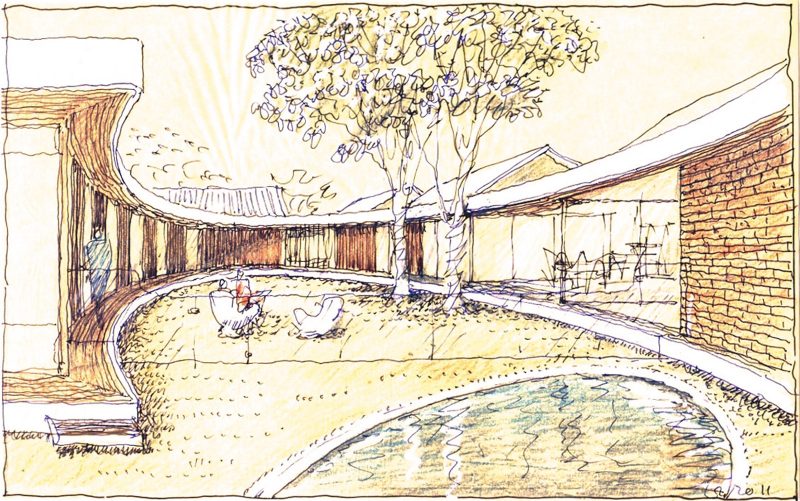 Luigi Rosselli Architects, Sketch, Perspective, Design, Yellow Trace Sketch