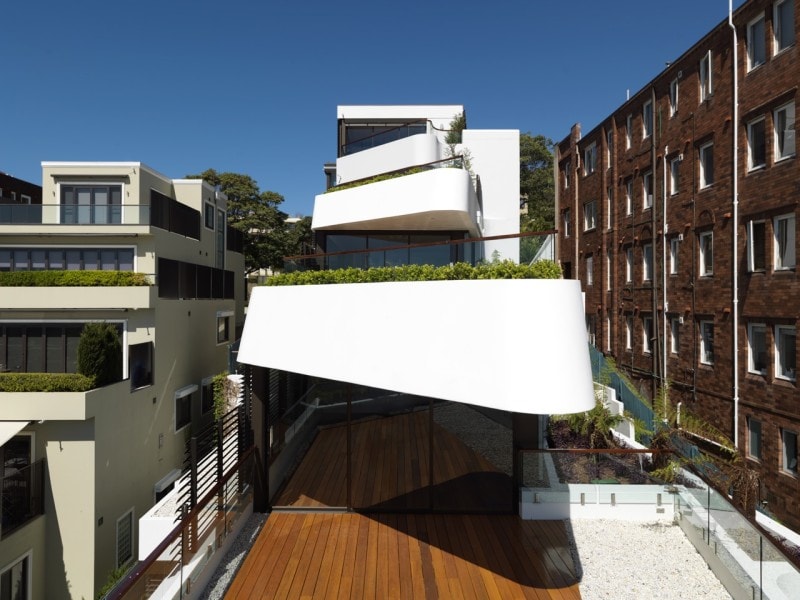 Luigi Rosselli, Apartments, Concrete, Offset Balconies, Built in Planter Boxes, Timber Deck