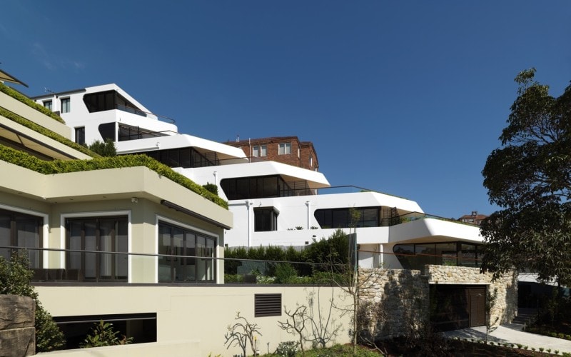 Luigi Rosselli, Apartments, Concrete, Offset Balconies, Built in Planter Boxes, Timber Deck