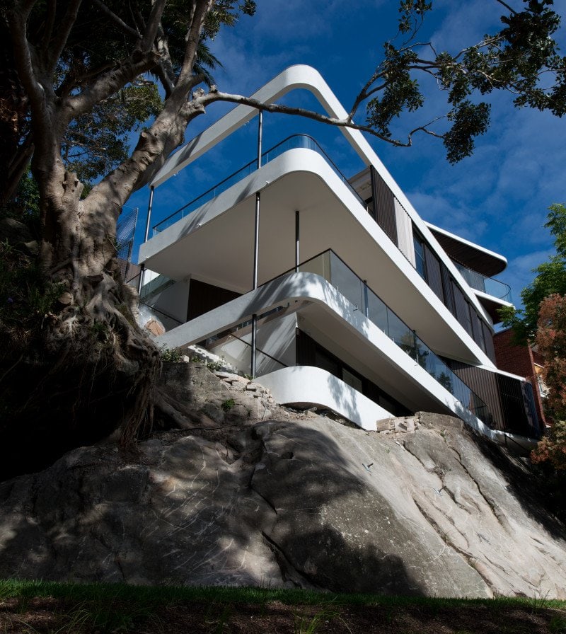 Luigi Rosselli, Concrete, Stone, House on Rock, Balcony, Modern Curved Balcony, Cliff Perched House