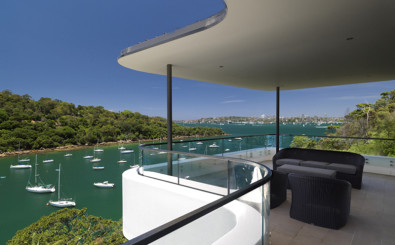 Curves, Thin Roof, Deck, Balcony, Waterfront View, Frameless Glass Balustrade