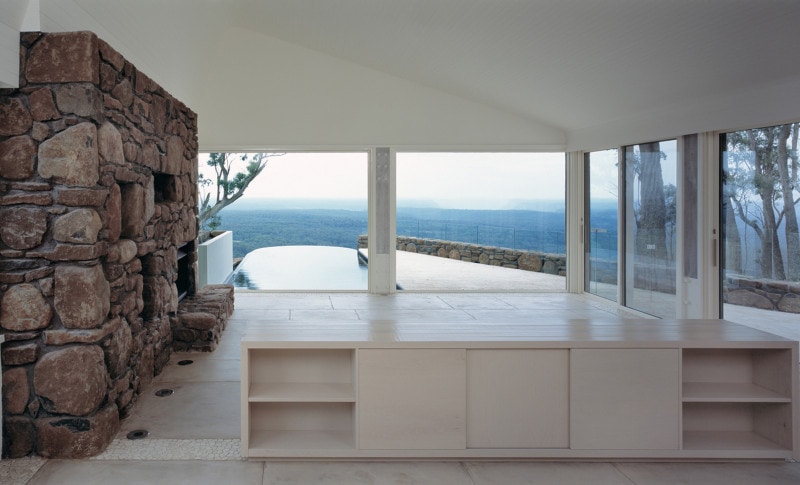 Luigi Rosselli, Internal Natural Stone Wall, White Joinery, View Overlooking Valley