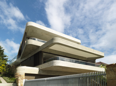 Luigi Rosselli, Gordons Bay House, Cantilever, Offset Concrete Balconies, Off Form Exposed Concrete, Sandstone Base