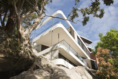 Luigi Rosselli, Concrete, Stone, House on Rock, Balcony, Modern Curved Balcony, Cliff Perched House
