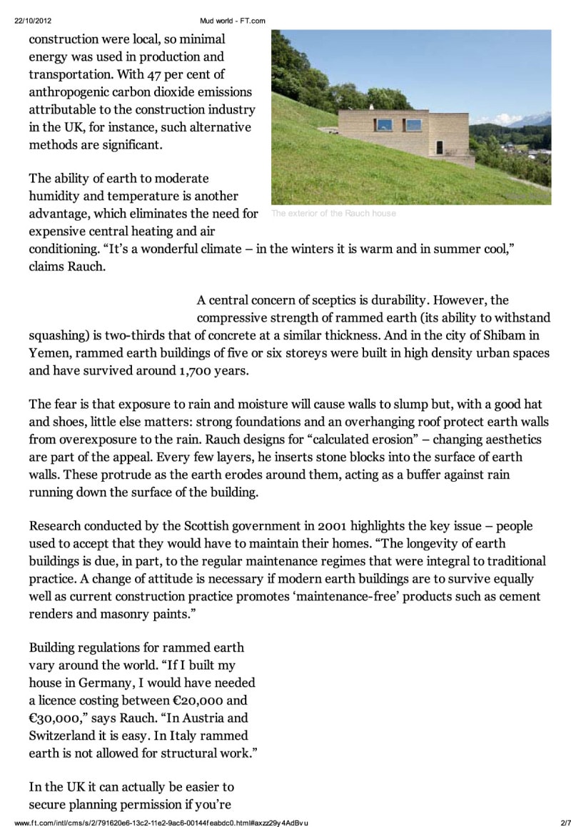 Luigi Rosselli Architects | Financial Times - Mud world 10/2012