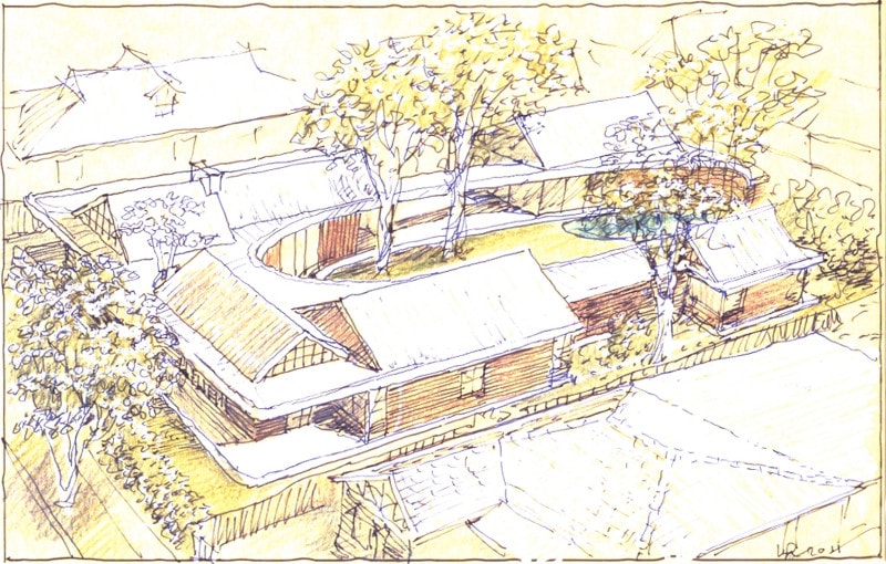 Luigi Rosselli, Sketch, Perspective, Subiaco Oval Courtyard