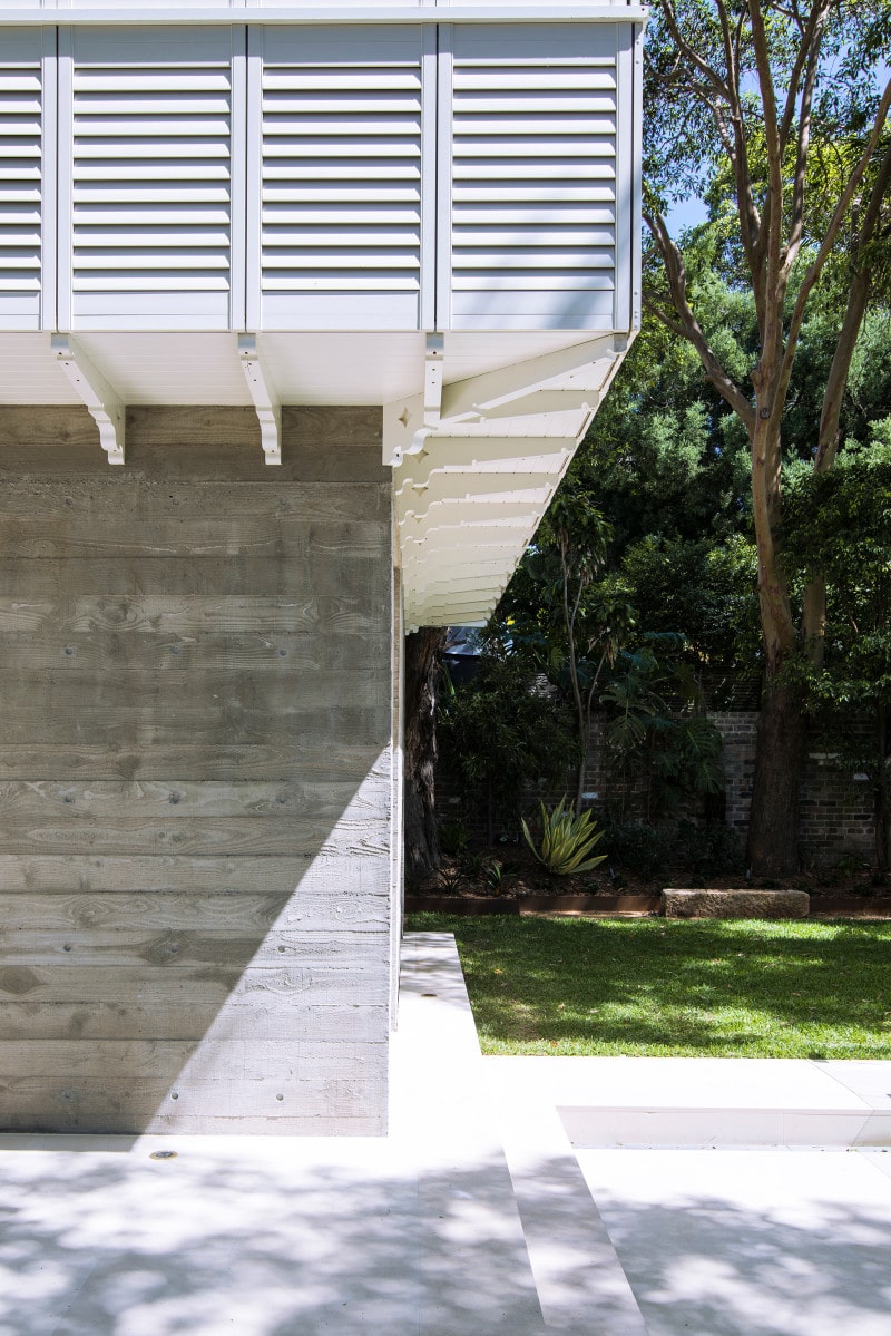 Luigi Rosselli, Timber Shutters, Timber Cladding, Exposed concrete blades wall
