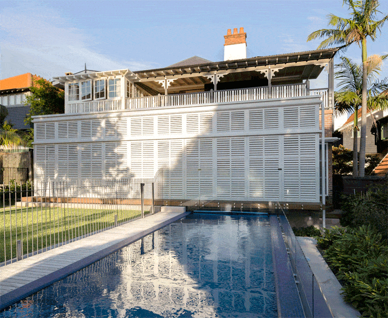 Luigi Rosselli, Operable White Timber Shutter Enclosed, Swimming Pool, Alterations and Additions