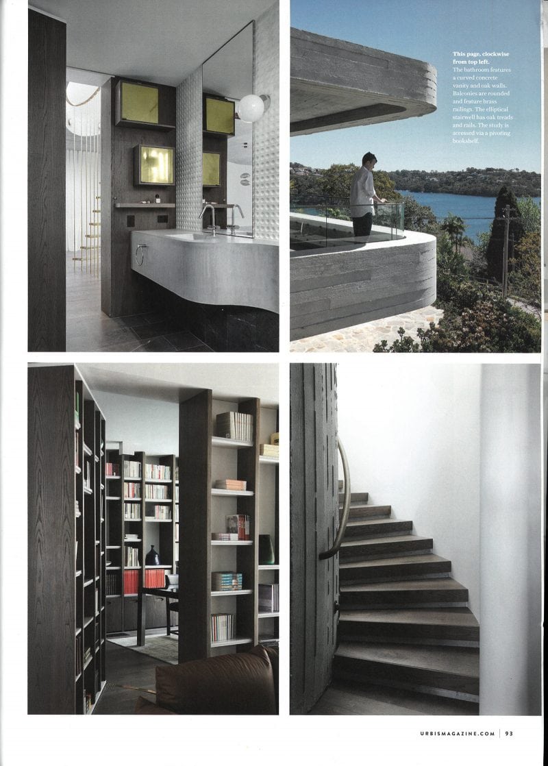 Luigi Rosselli, Library, Hidden Bookshelf, Curved Stairs, Concrete, Concrete, Balcony, Concrete Vanity