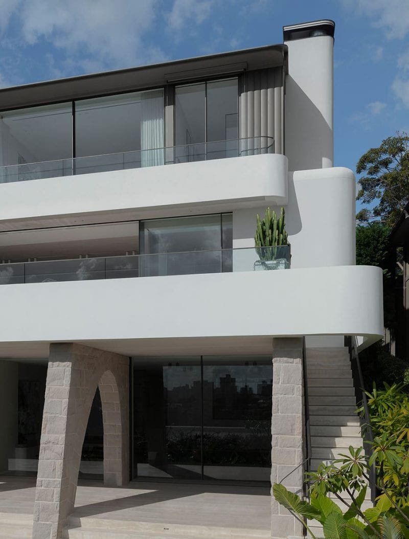 Luigi Rosselli Architects,Sydney architecture, frameless glass balustrade, Woollahra architecture, sandstone arches, terraced balconies
